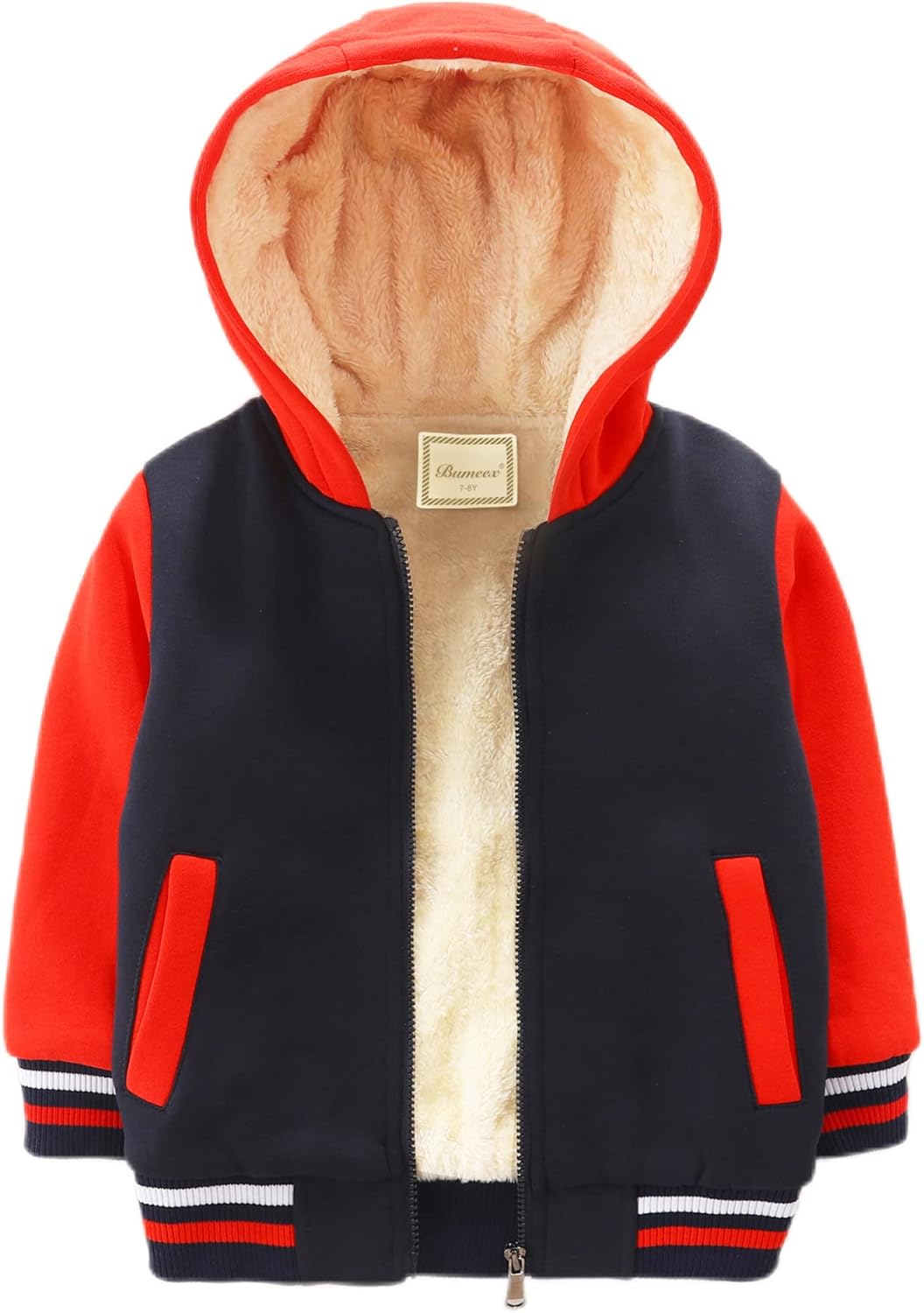 Bumeex Kids Boy's Girl's Sherpa Fleece Lined Jacket Spring Fall Winter Zip up Sweatshirt Hoodie