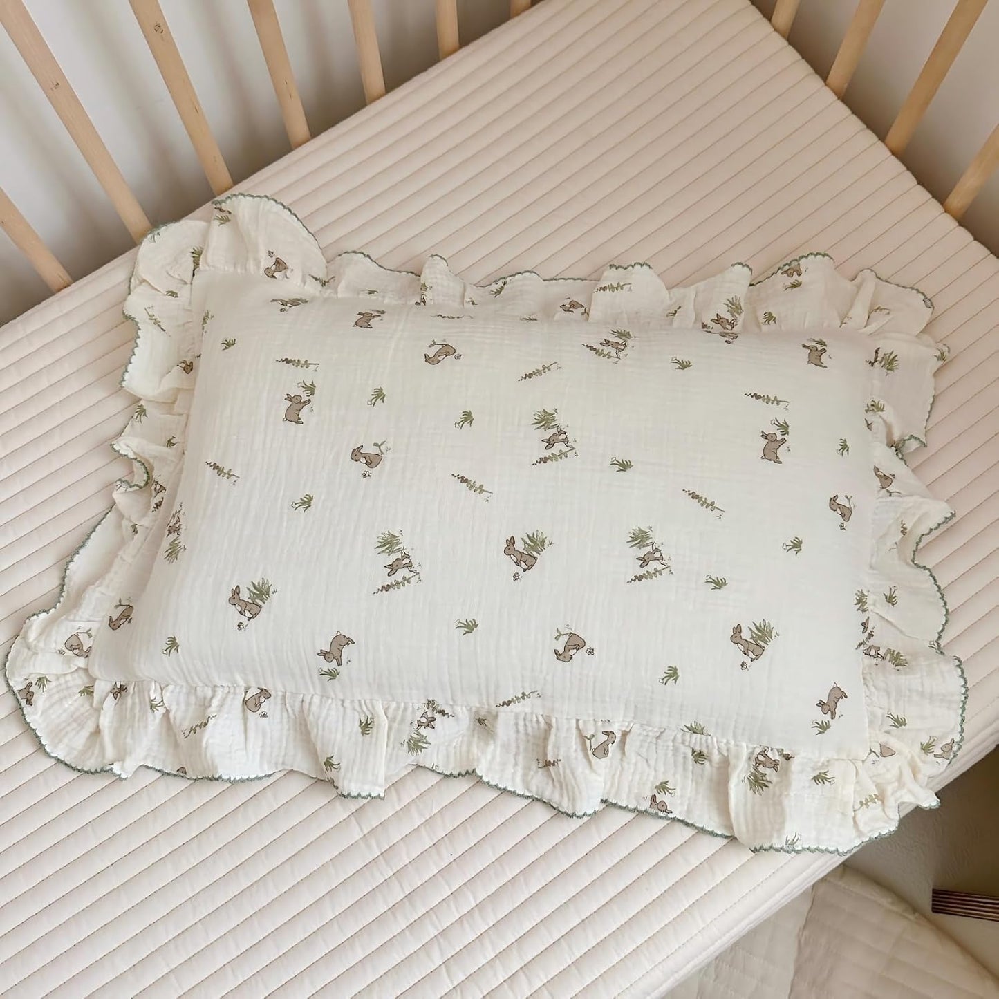 BuLuTu Muslin Toddler Pillowcase for Toddler Bed, Soft Breathable Standard Size Pillow Cover