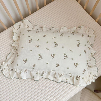 BuLuTu Muslin Toddler Pillowcase for Toddler Bed, Soft Breathable Standard Size Pillow Cover