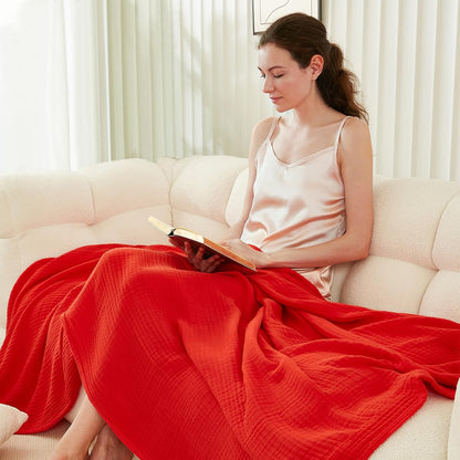 EMME Cotton Throw Blanket - 100% Muslin Soft, Breathable Gauze - All Season, Lightweight