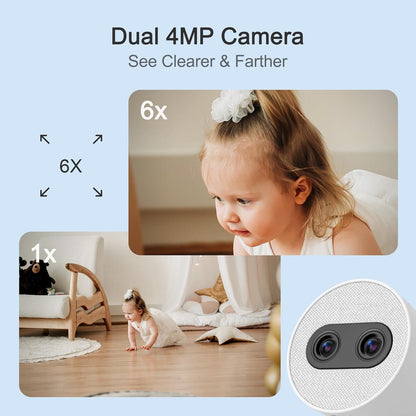Simsky Video Baby Monitor with 2× 4MP Camera, 7" HD Touch Screen WiFi Smart Audio Monitor, 6X