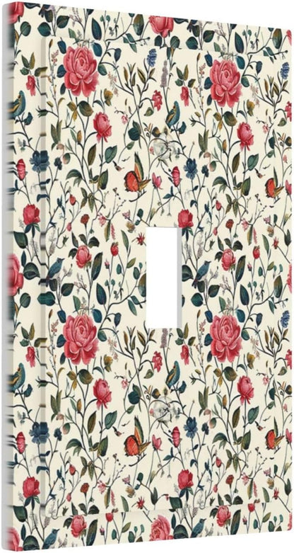 Decorative Light Switch Cover Vintage Flowers Rose Leaf Bird Butterfly 1 Gang Single Toggle Device
