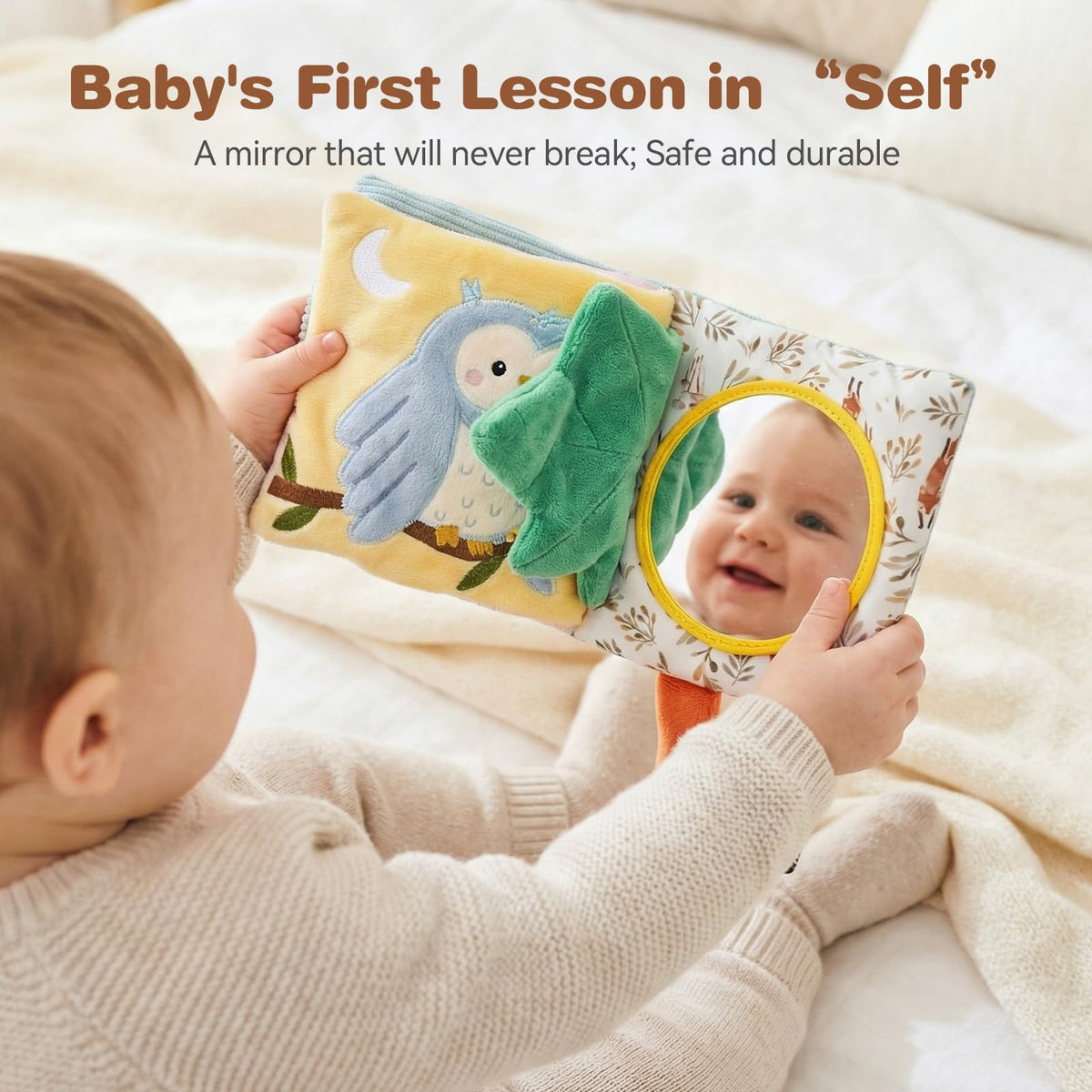 Macabaka Montessori Soft Baby Book - Sensory Book for Babies 0-12 Months with Crinkle Paper, Touch