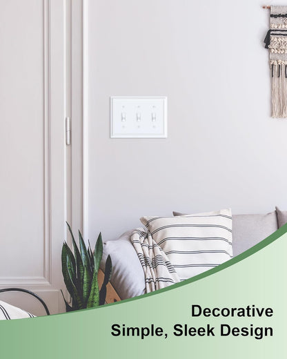 2-Pack Triple Toggle Light Switch Cover Plate, Durable Natural Bamboo Fiber Decorative Switch Plate