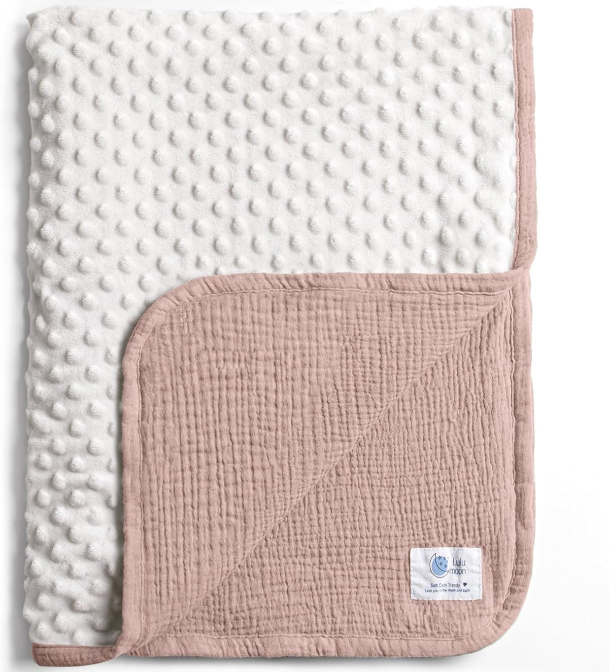 lulumoon Baby Blanket for Newborn Receiving: Minky Dot & Muslin Lightweight - Thermal Blanket Gift