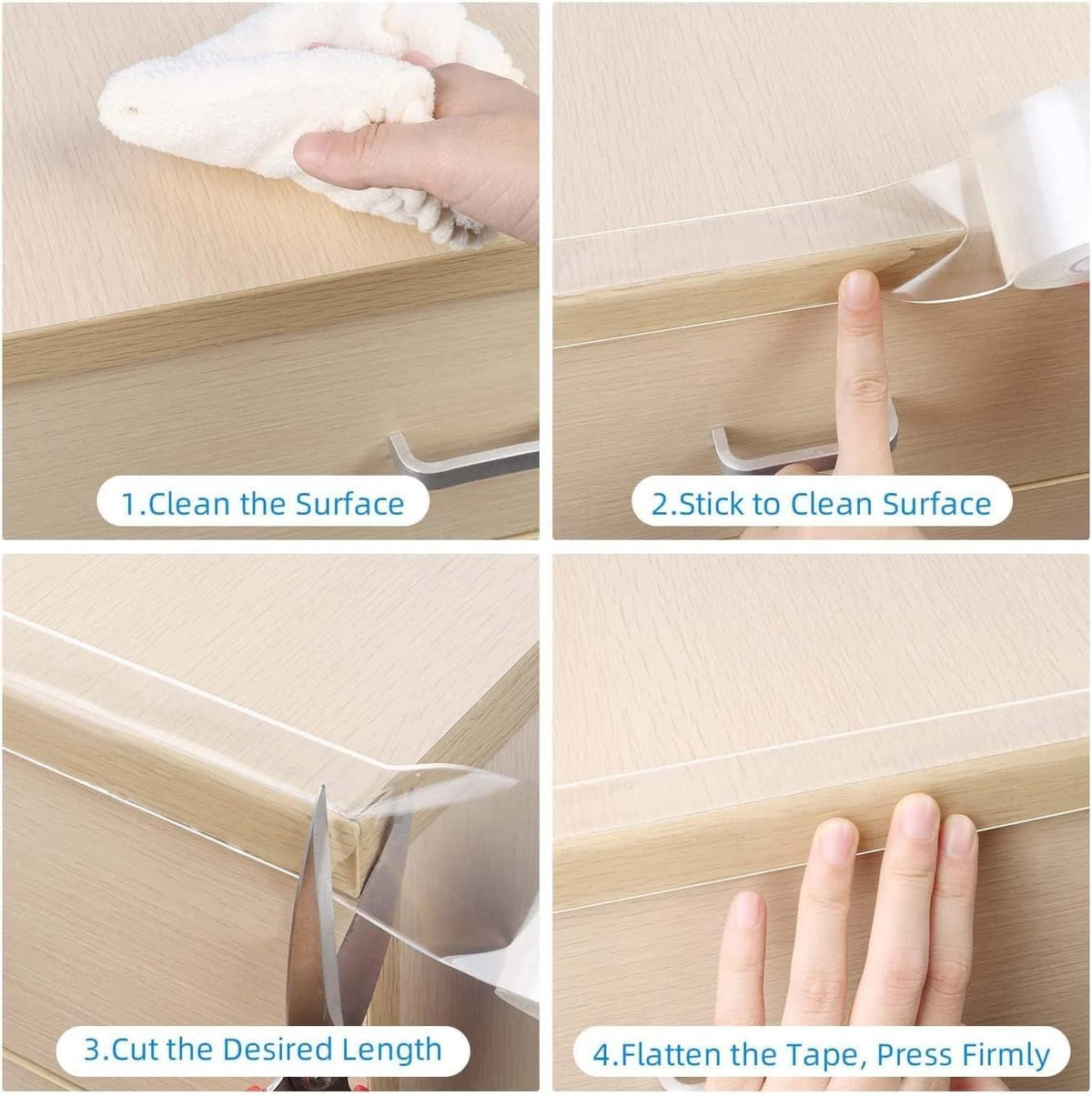2Pack Clear Edge Protector Strip,1.18in x 16.4FT(32.8FT Total),Sharp Edge Wrap Cover Tape,Self