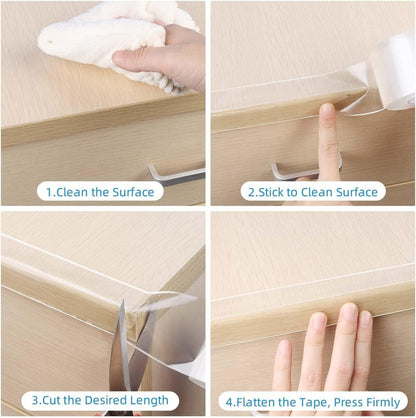 2Pack Clear Edge Protector Strip,1.18in x 16.4FT(32.8FT Total),Sharp Edge Wrap Cover Tape,Self