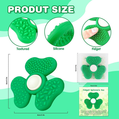 Fidget Spinners for Kids, Trefoil Fidget Toys Adults Sensory Stone, Green Textured Worry Stone Boys