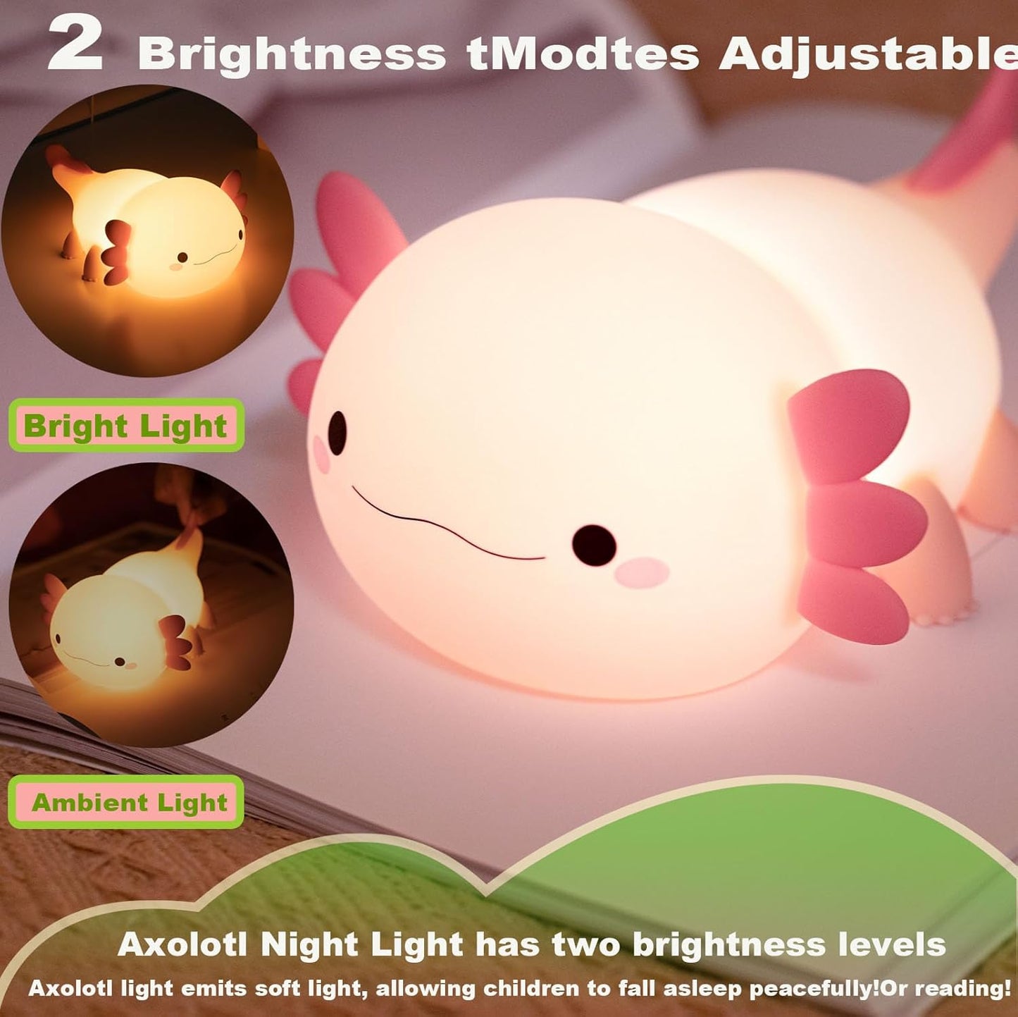 Axolotl Night Light for Kids,Cute Axolotl lamp Gifts Rechargeable light Table Lamp Bedside Lamp,LED