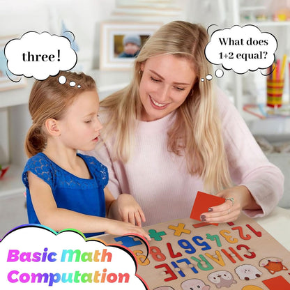 Personalized Name Puzzle for Toddlers 1-3 Wooden Alphabet Shape Number Blocks Personalized Baby