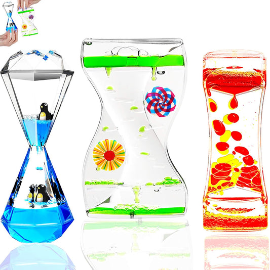 3 Types Liquid Motion Bubbler Liquid Timers for Kids Sensory Fidget Toys Small Calming Toys Autism