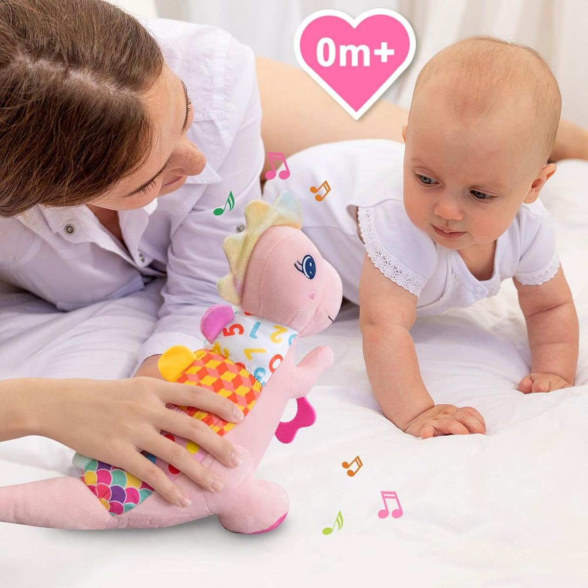Baby Dino Plush Soft Stuffed Animal Toy for 0-3-6-12+ Months,Infant Musical Toy with