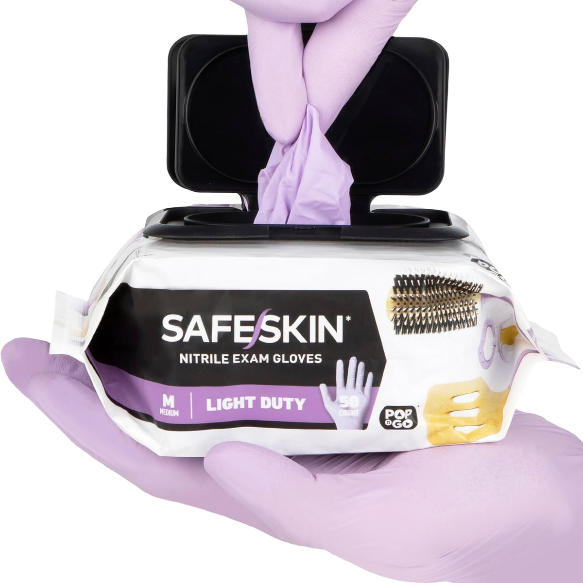 SAFESKIN Disposable Nitrile Gloves in POP-N-GO Pack of 50 or 200 Powder Free - Hair, Cleaning