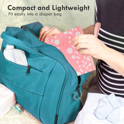 Portable Diaper Changing Pad for Baby - Waterproof Compact Changing Mat with Wrist Strap - Wipeable