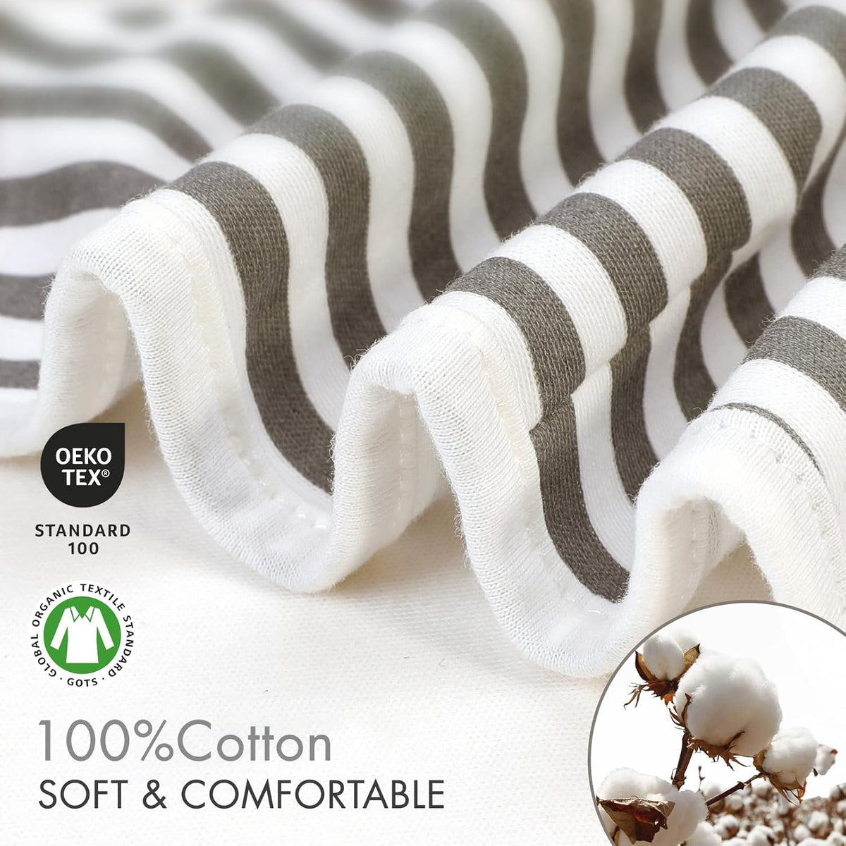 GLLQUEN BABY Swaddle Blankets for Baby Boy Girl, 3-6 Months, Gray Elephant Star & Stripe, 3 Pack