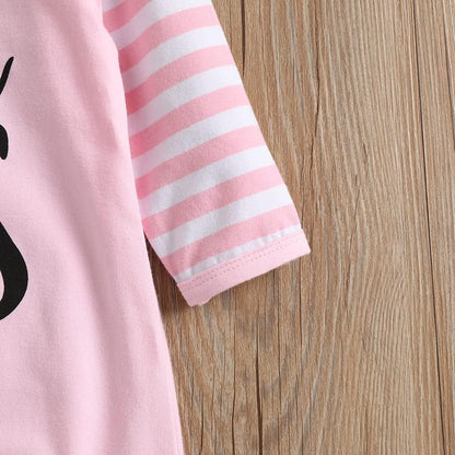 AMAWMW Newborn Baby Girl Little Sister Sleeper Gown Stripe Long Sleeve Nightgown Pajamas Gifts