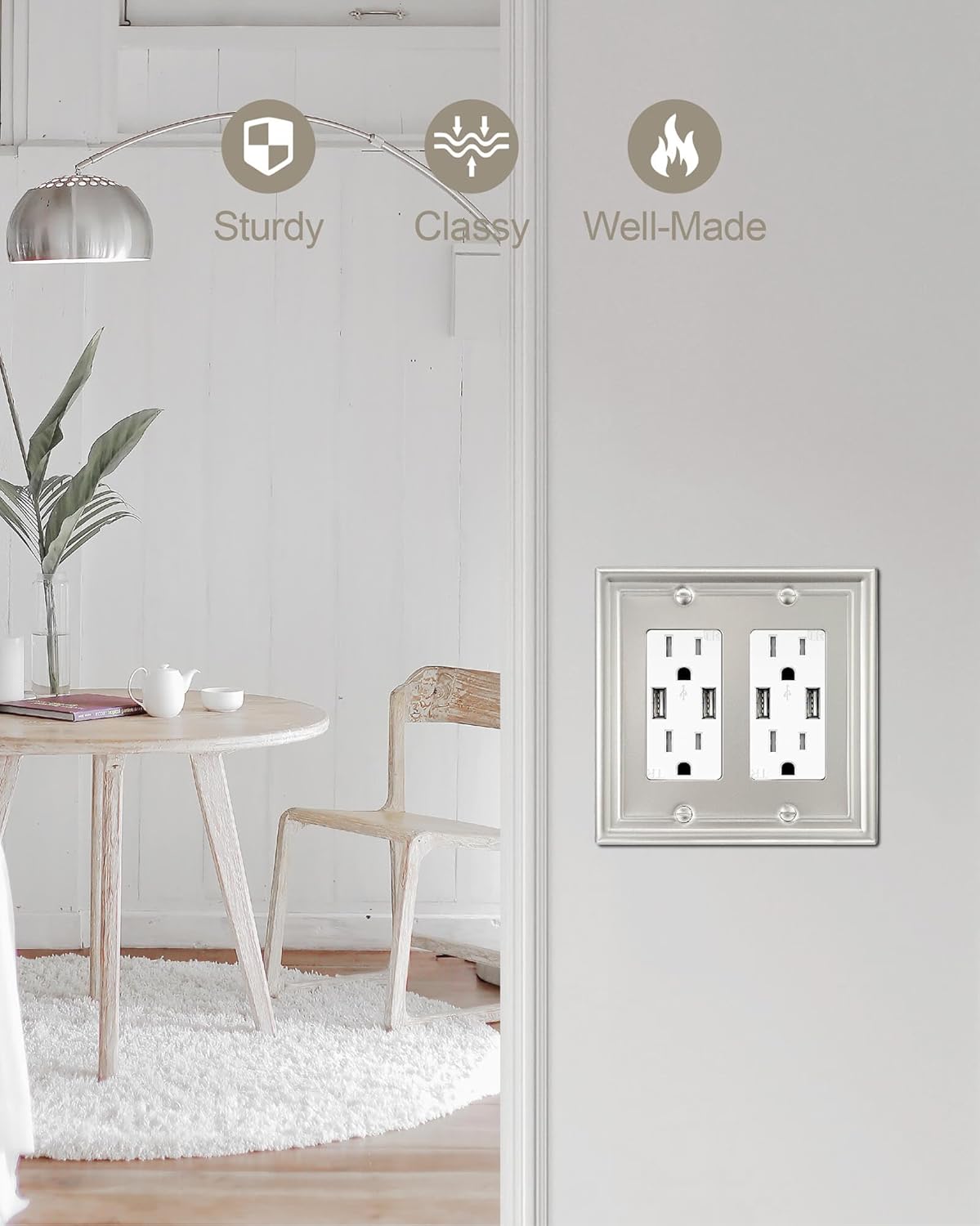 2-Pack Double Decorator Wall Plate, Satin Nickel Eletrical Outlet Cover Plate for Receptacle