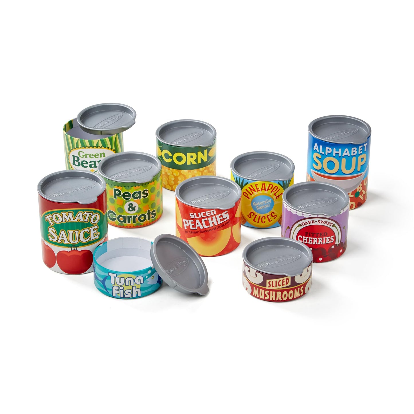Melissa & Doug Let's Play House, 10 Grocery Cans with Removable Lids, Toy Food & Play Kitchen