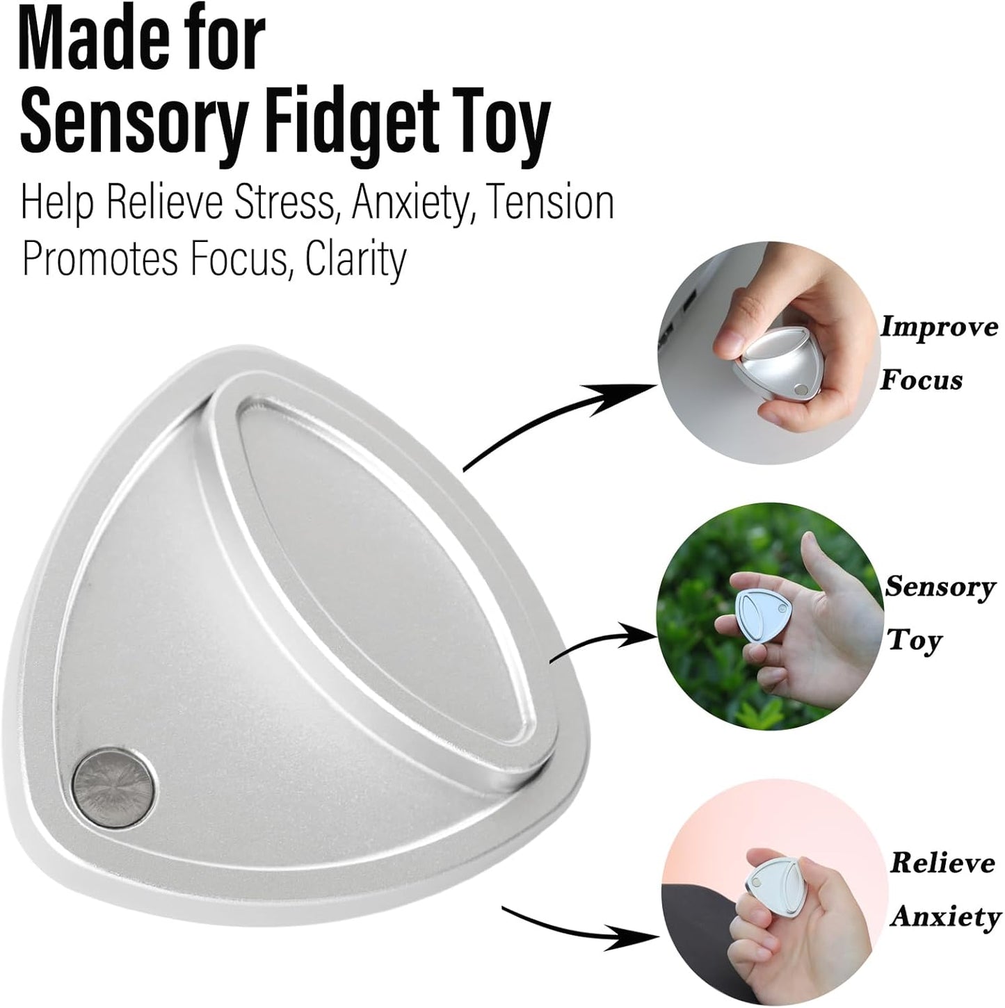 FREELOVE Pivot Magnetic Fidget Slider, Metal Worry Coin Haptic Clicker for Adults, Triangle