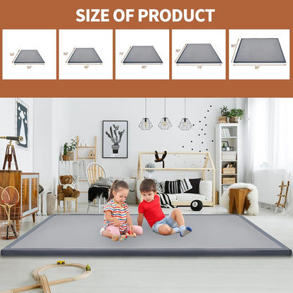 Baby Play Mat for Floor - 1.4" Thick Memory Foam Rug, 60"x60" Playpen Tummy Time Mat, Soft Velvet