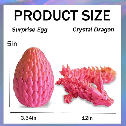 Cessfle 3D Printed Dragon in Egg, Crystal Dragon Eggs with Dragon Inside, Full Articulated Dragon