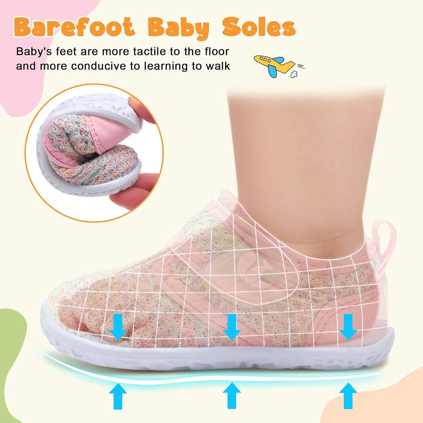 FEETCITY Baby Walking Shoes Barefoot Baby Shoes Infant Sneakers Newborn Crib Shoe Lightweight