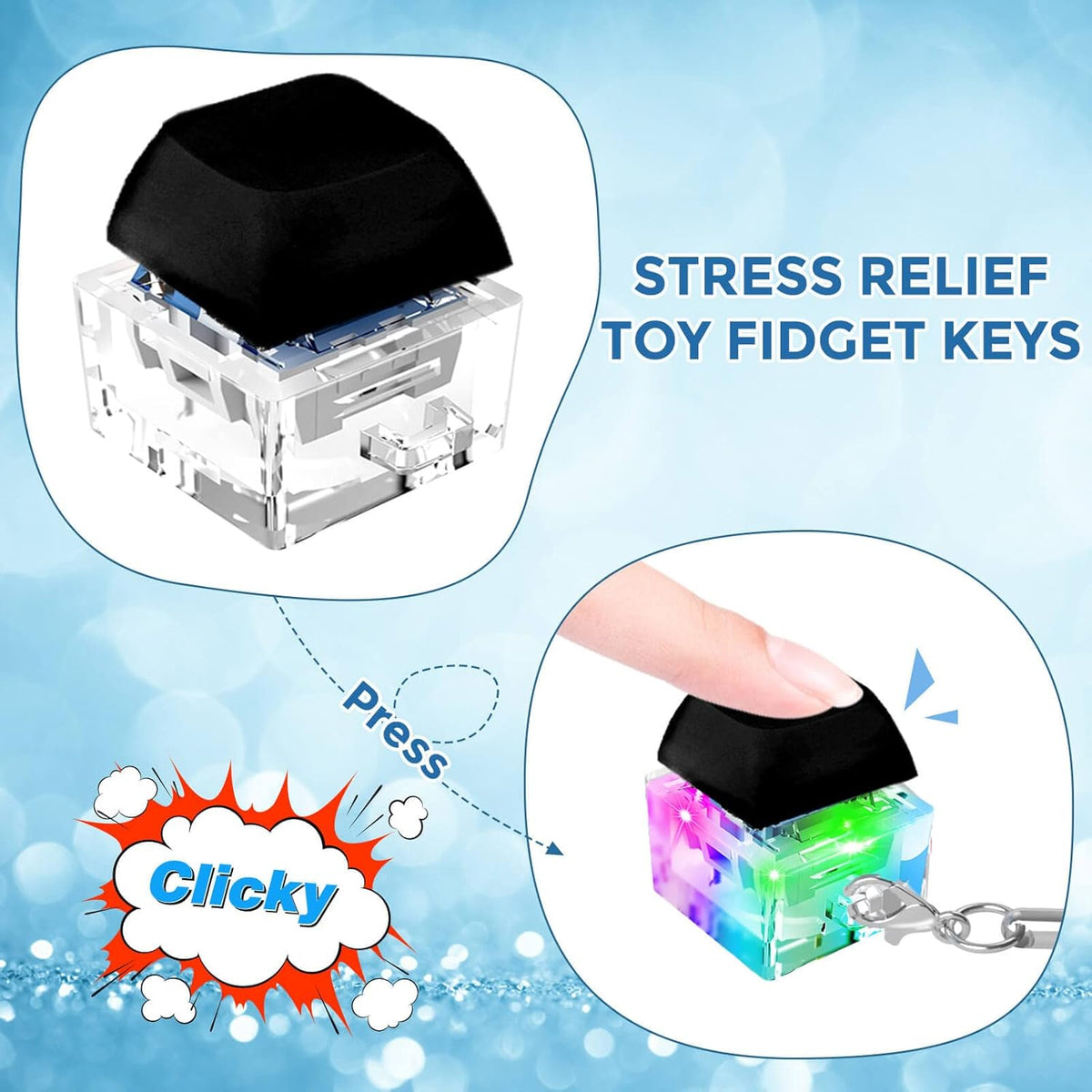 Keyboard Fidget Toys, Keyboard Fidget Keychain Keyboard Decompression Toys Keyboard Fidget Toy