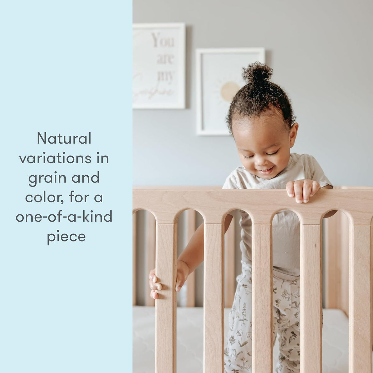 Newton Baby Galileo Standard Crib, Solid Beech Wood in Natural Color, 3-in-1 Convertible Crib with