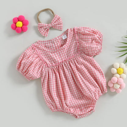 Douhoow Infant Baby Girl Plaid Romper Baby Sweatshirt Romper Ruffle Festival Clothes Fall Winter
