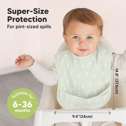 3-Pack Waterproof Baby Bibs for Eating - Lightweight Toddler Feeding Bibs with Large Food Catcher