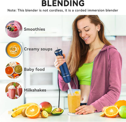 Immersion Blender Handheld 5 in 1 Hand Blender, 1000W Hand Mixer Stick, BPA-Free 12 Speed Handheld
