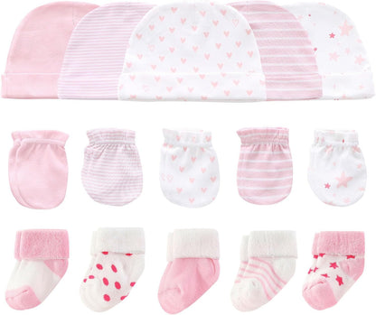 Baby Hats Mittens and Socks Set Cotton Newborn Hat Beanie Soft Infant Girls Boys Caps Gloves 0-6