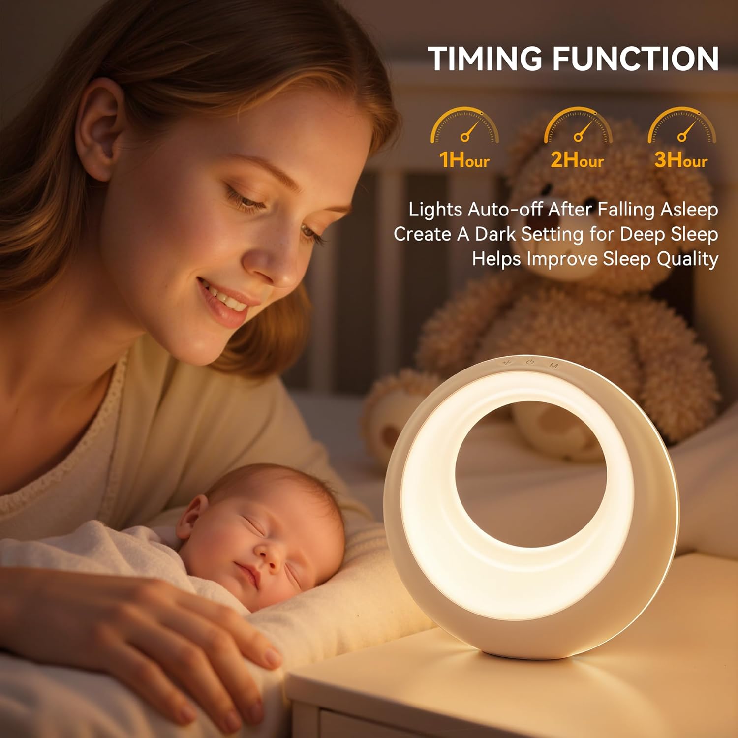 Nursery Night Light for Baby, Magic Moon Lamp for Kids and Adult 7 Lighting Colors & 9 RGB Modes