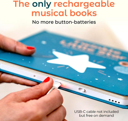 Cali's Books Twinkle Twinkle Little Star – USB-C Rechargeable Musical Book for 1-Year-Old | Sound