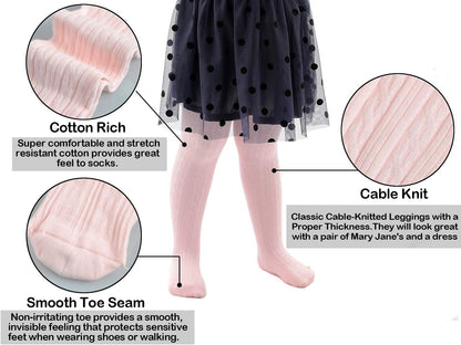 EPEIUS Baby Girl Tights Thick Cable Knit Leggings Stockings Cotton Pantyhose for Newborn Infant