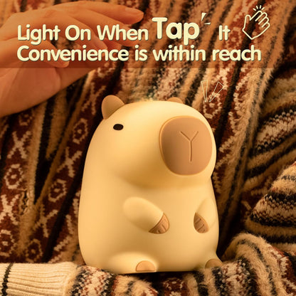 ATSUI Cute Capybara Night Light, LED Squishy Novelty Animal Lamp, Food Grade Silicone, 2 Level