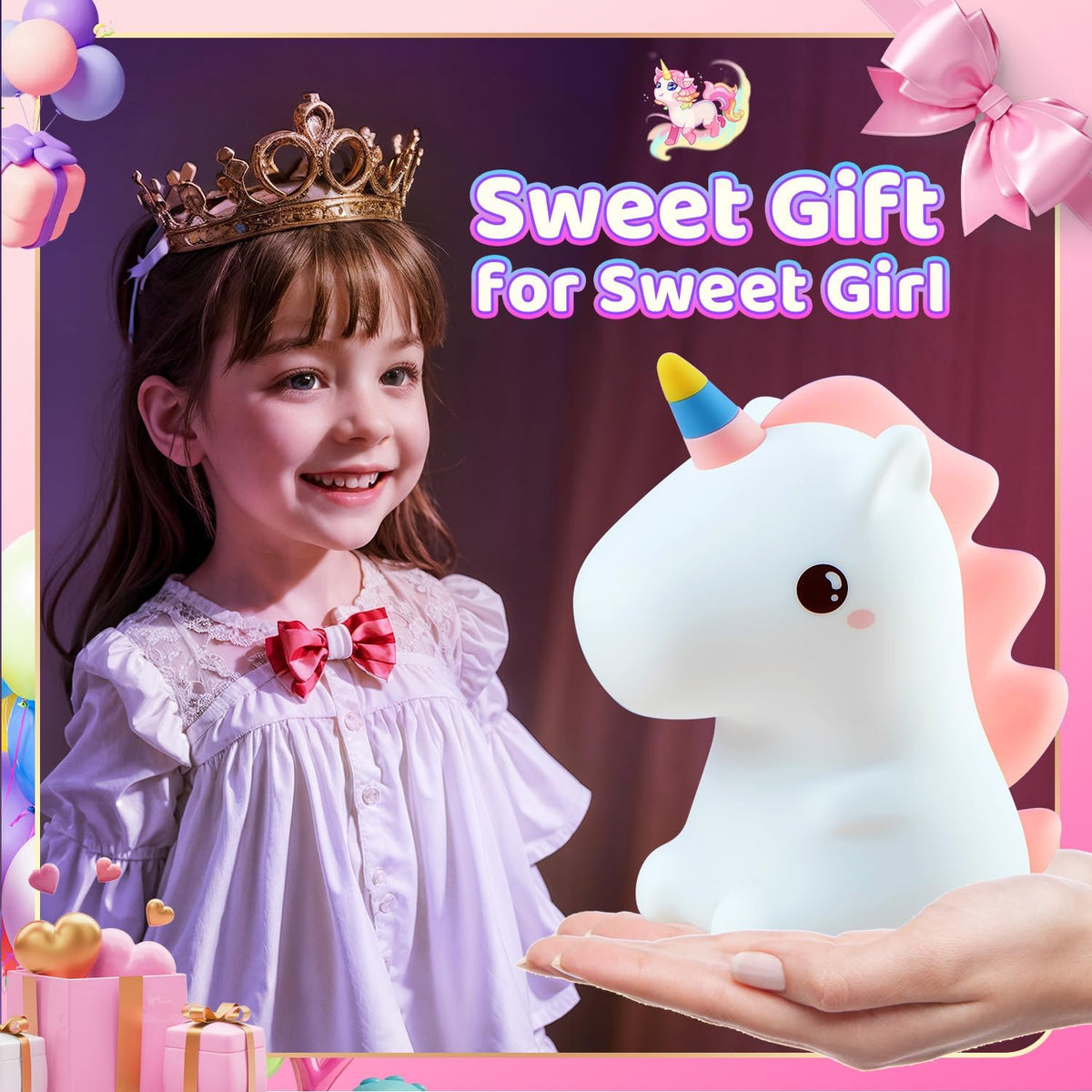 ONEFIRE Unicorn Night Light for Kids,【Cute Gifts&Remote】 16 Colors Cute Night Light,5 Lightness &