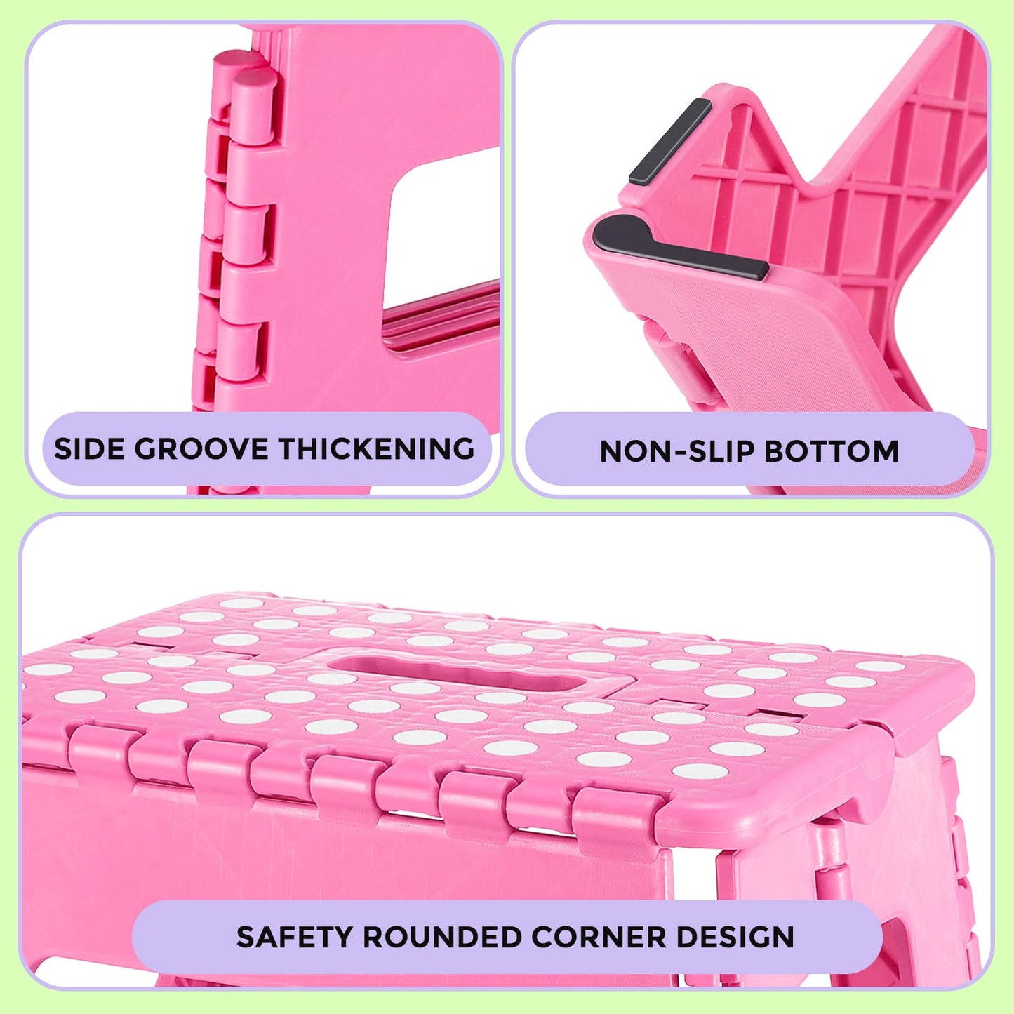 Dyforce Kids Step Stool 9 Inch, 300lbs Folding Step Stool for Toddler