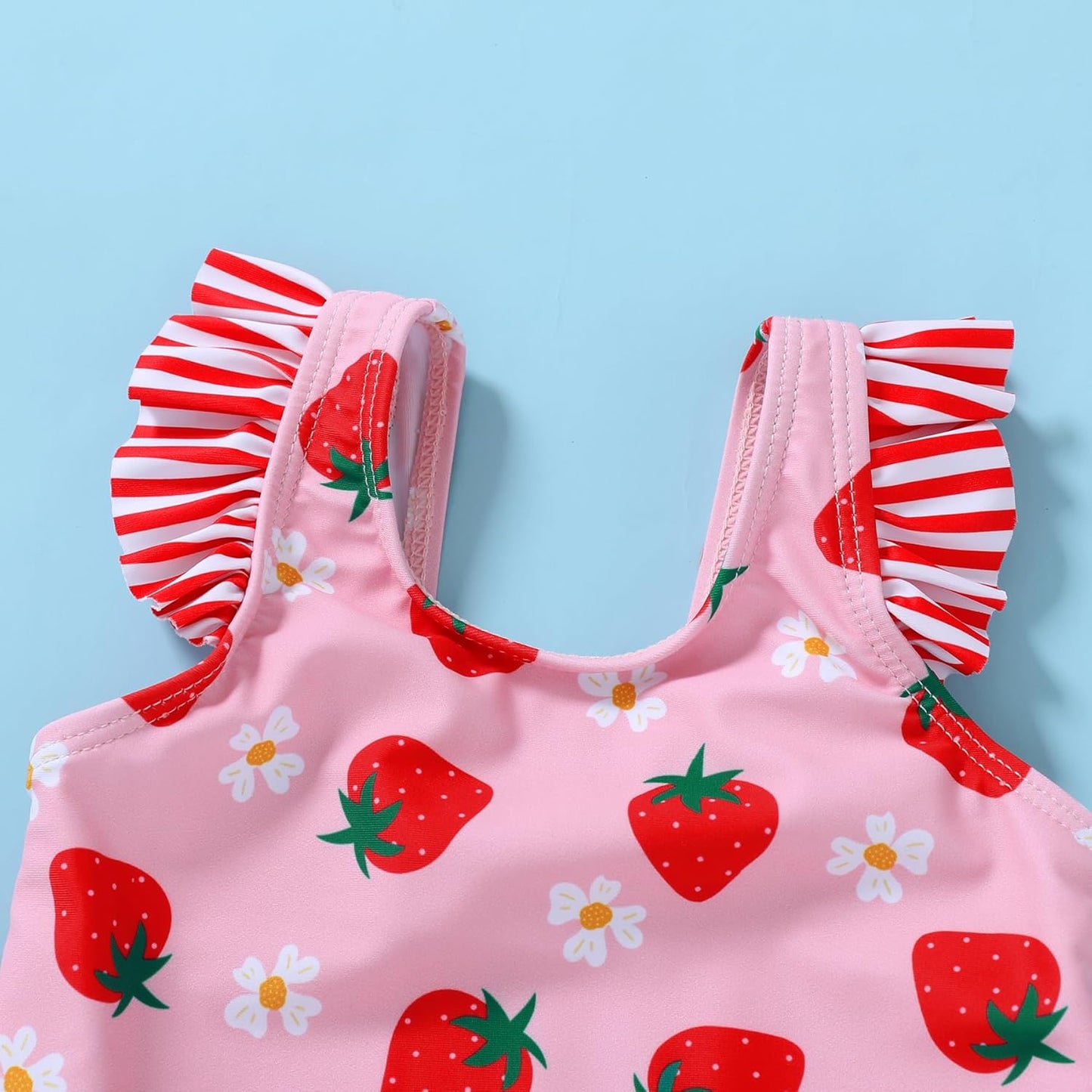 Tiny Cutey Toddler Girl Swimsuit Ruffled Stripe Sleeveless Swimwear One-Piece Baby Girl Bathing