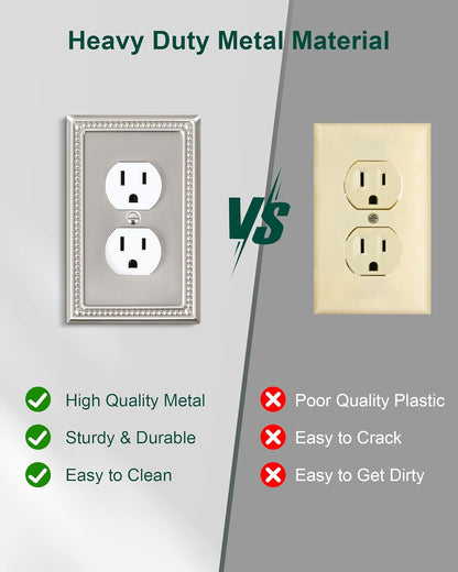 2-Pack Single Toggle Light Switch Cover Plate, Pearls Decorative Switch Plate Covers, Brushed