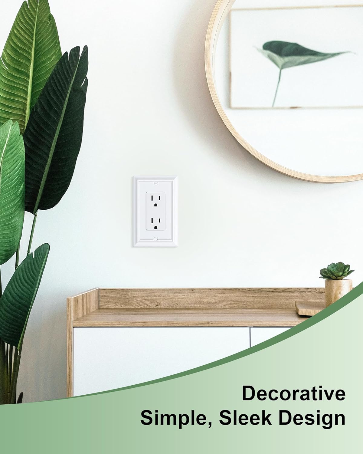 4-Pack Decorator Wall Plate Cover, Pure White Decorative Switch Plates and Outlet Covers, Durable