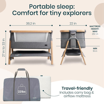 CoZee® Air Baby Bassinet & Bedside Sleeper - Rocking Bassinet for Baby, Fast-Folding with Travel