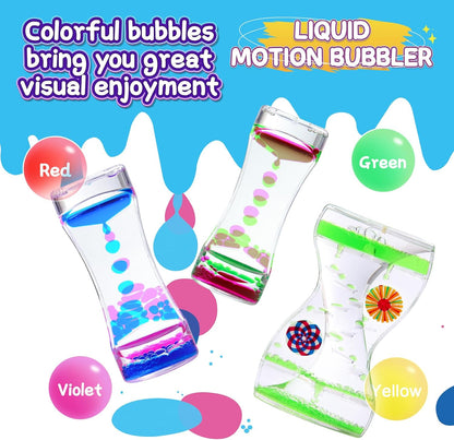 3Pack Liquid Motion Bubbler Timer for Caliming Sensory Toys, Autism Toys,Fidget Toy, Children