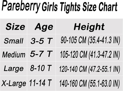 Pareberry Girl's Winter Fleece Lined Thick Microfiber Soft Tights for Kids Age 3-14