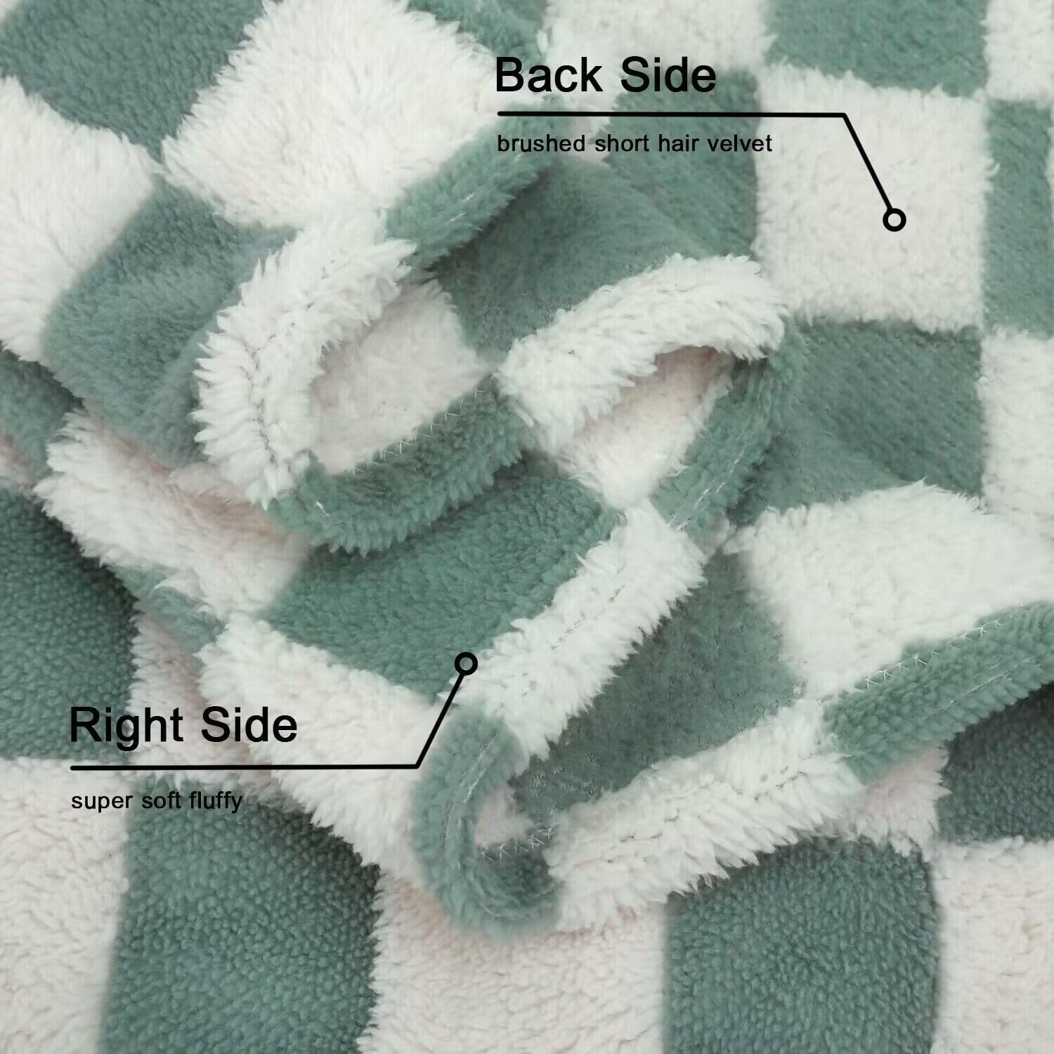 HOMRITAR Checkered Baby Blanket for Boys Sage Green Soft Fluffy Fuzzy Blankets with 3D Chessboard