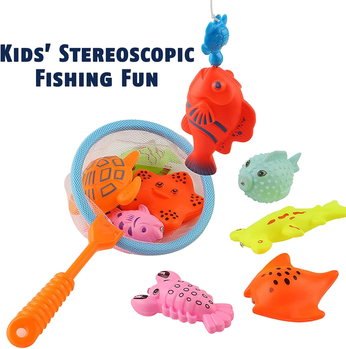 CozyBomB™ Kids Fishing Bath Toys Game | Magnetic Floating Toy Magnet Pole Rod Net, Plastic Floating