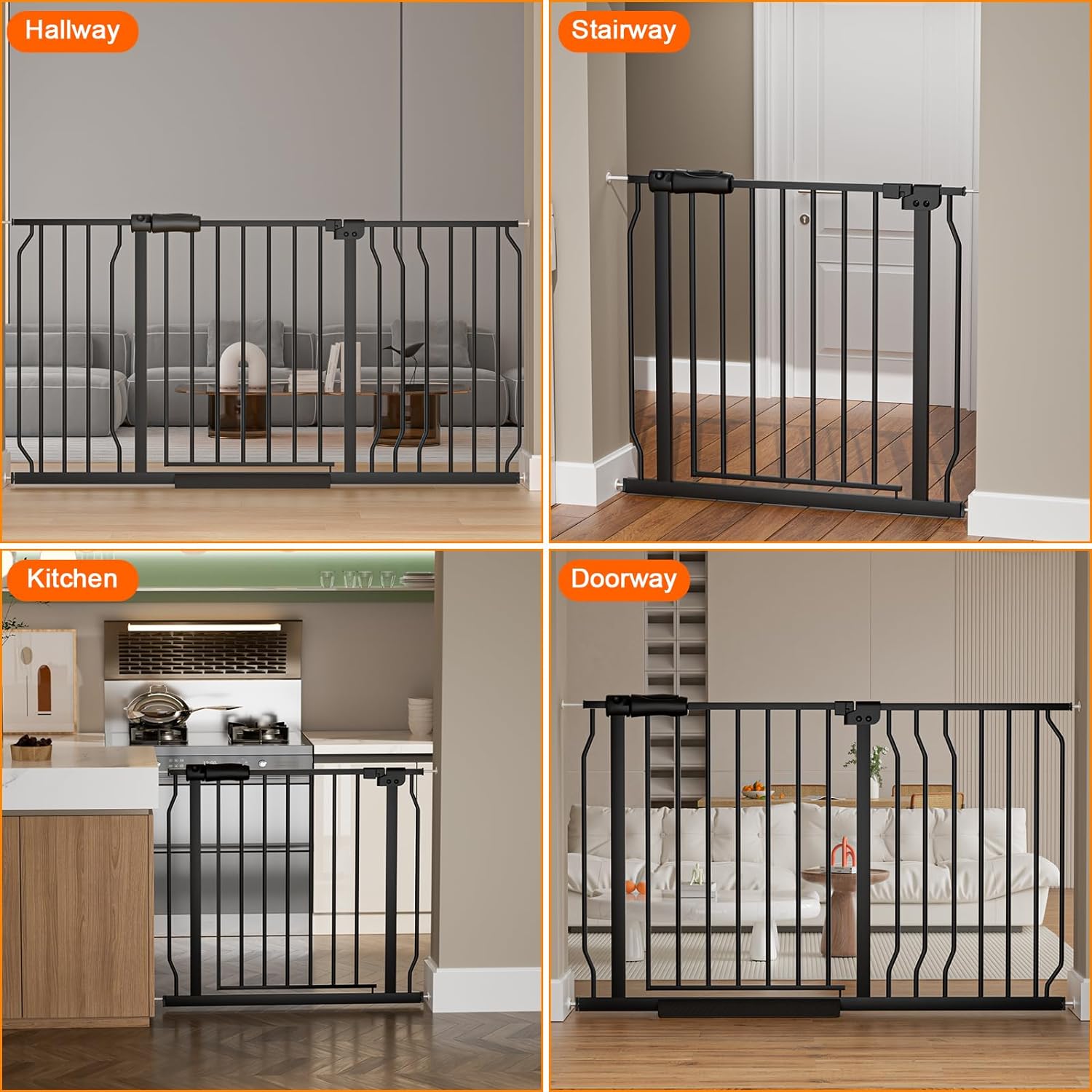 HOOEN Wide Baby Gates for Doorway Stairs 30" Tall 38.5-43.5 Inch Wide Indoor Child Gate for Kid or