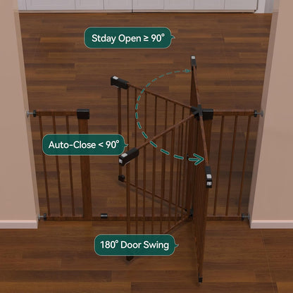 BABELIO Baby Gate with Black Wood Pattern, 29-48 Inch Auto Close Dog Gate for The House, Stairs and