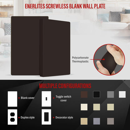 ENERLITES Screwless Blank Wall Plate, Child Safe Blank Device Outlet Cover, Standard Size, 1-Gang