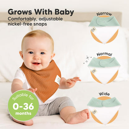 KeaBabies 8-Pack Bandana Bibs for Baby Girls, Boys - Organic Cotton Baby Bibs for Drooling &